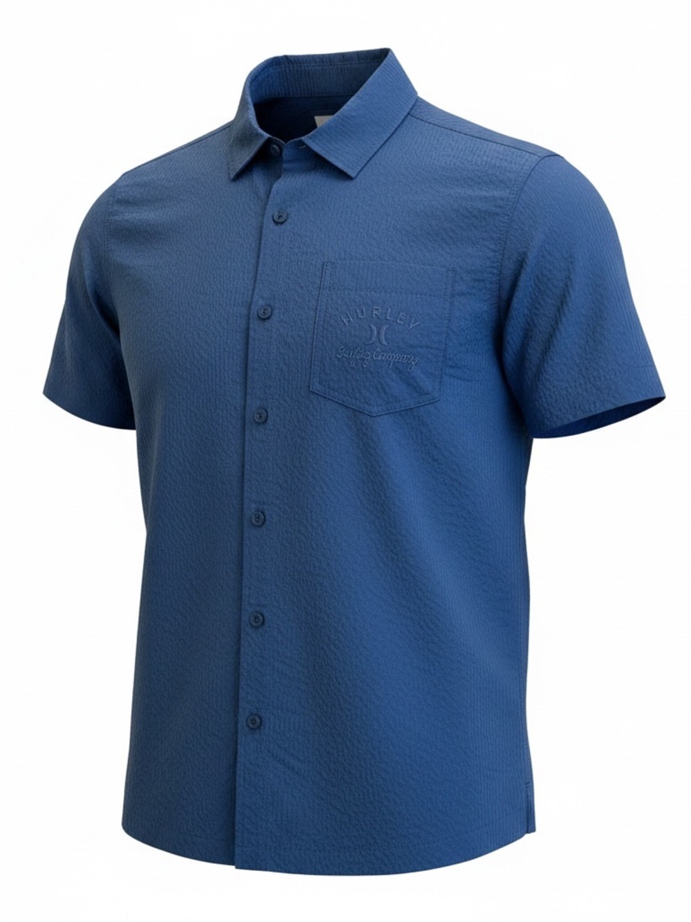Hurley Men’s Medium Blue Short Sleeve Button Up Shirt Surf Casual